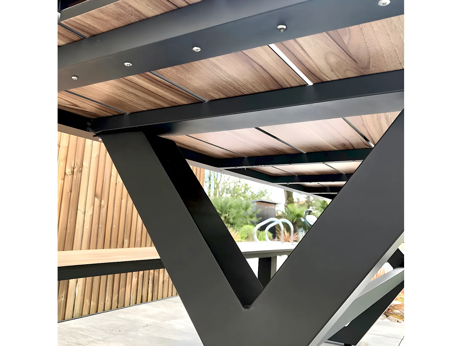 Table de Jardin & 2 Bancs "Vancouver" 210cm Gris Anthracite