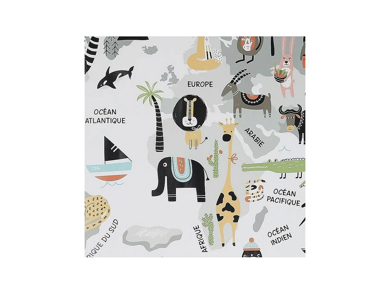 Sticker mural Mappemonde 90x60 cm Continents gris