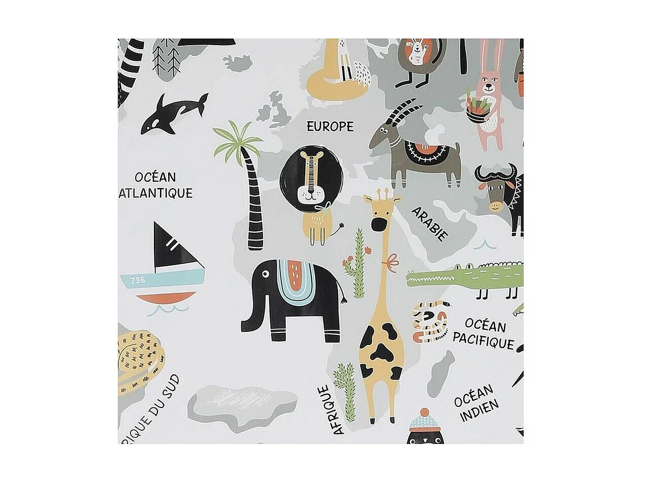 Sticker mural Mappemonde 90x60 cm Continents gris