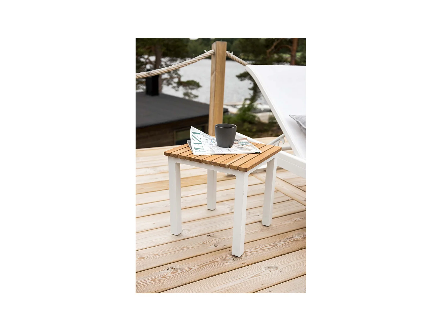 Mexico Beistelltisch weiß, teak.