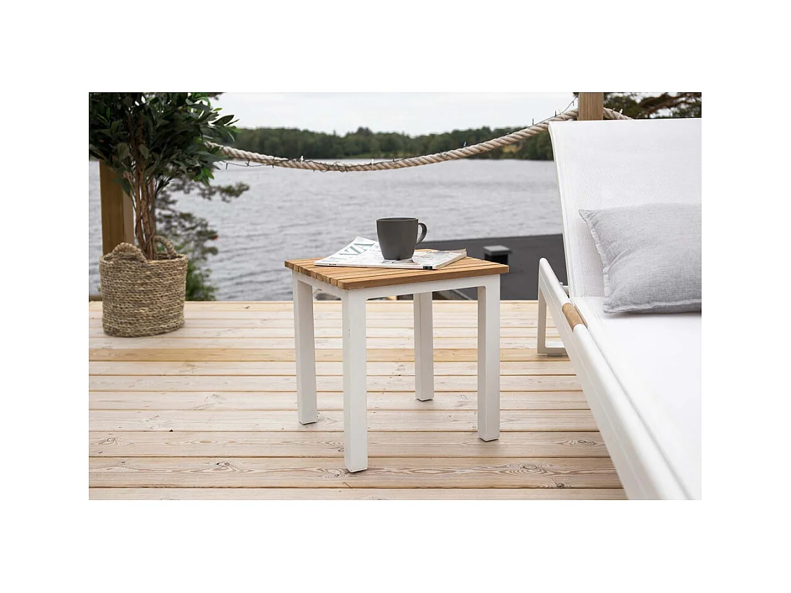 Mexico Beistelltisch weiß, teak.