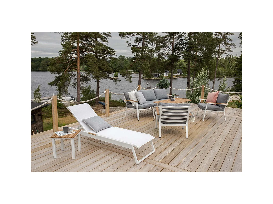 Mexico Beistelltisch weiß, teak.