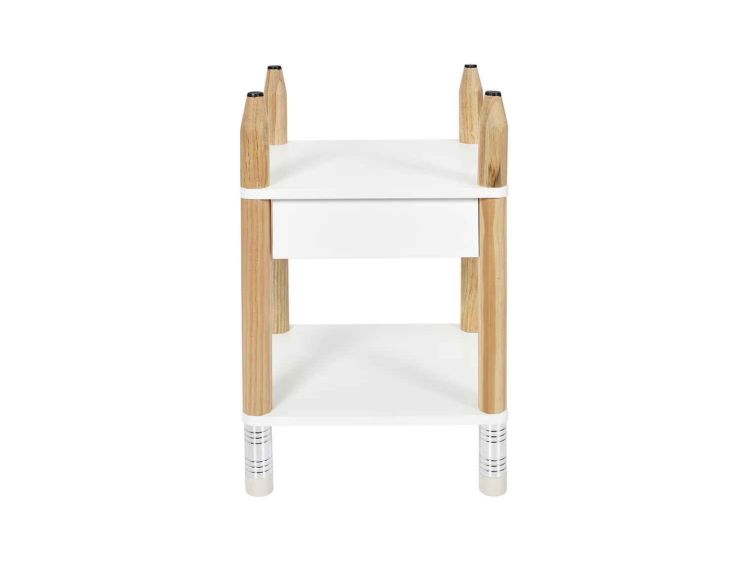 Table De Chevet Crayon Beige, Blanc