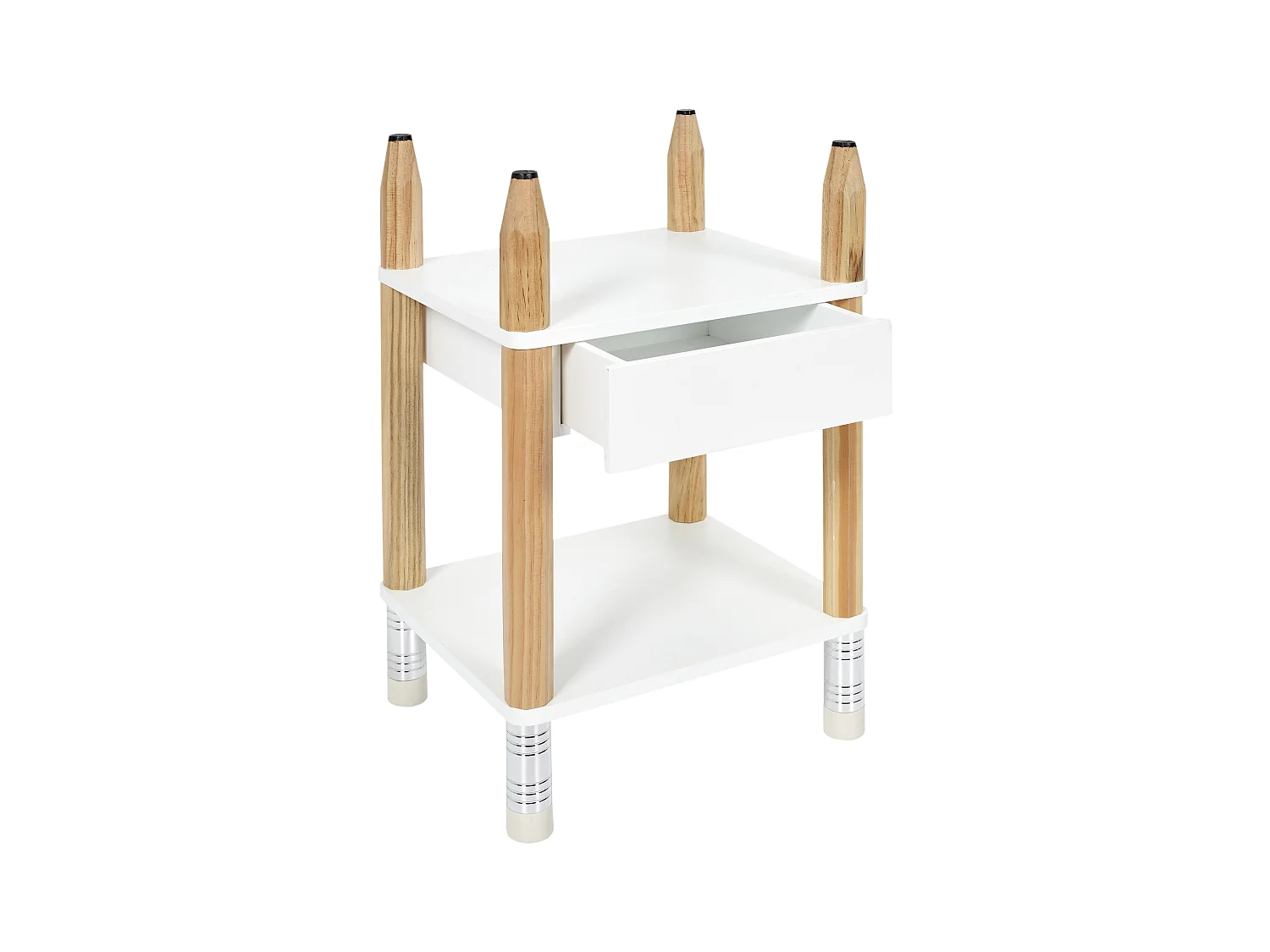 Table De Chevet Crayon Beige, Blanc