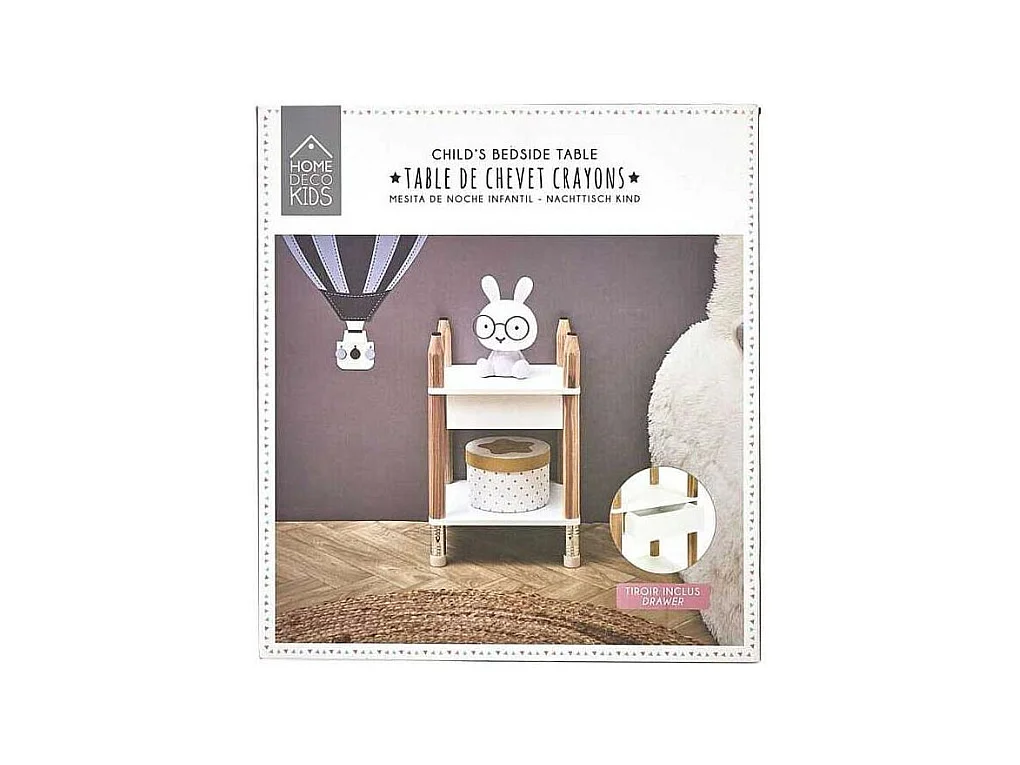 Table De Chevet Crayon Beige, Blanc