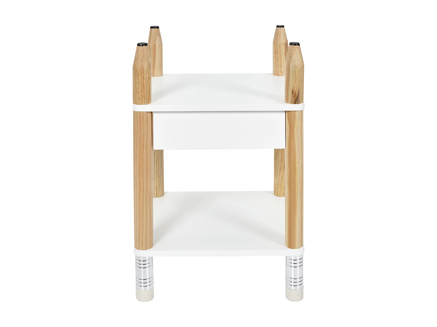 Table De Chevet Crayon Beige, Blanc