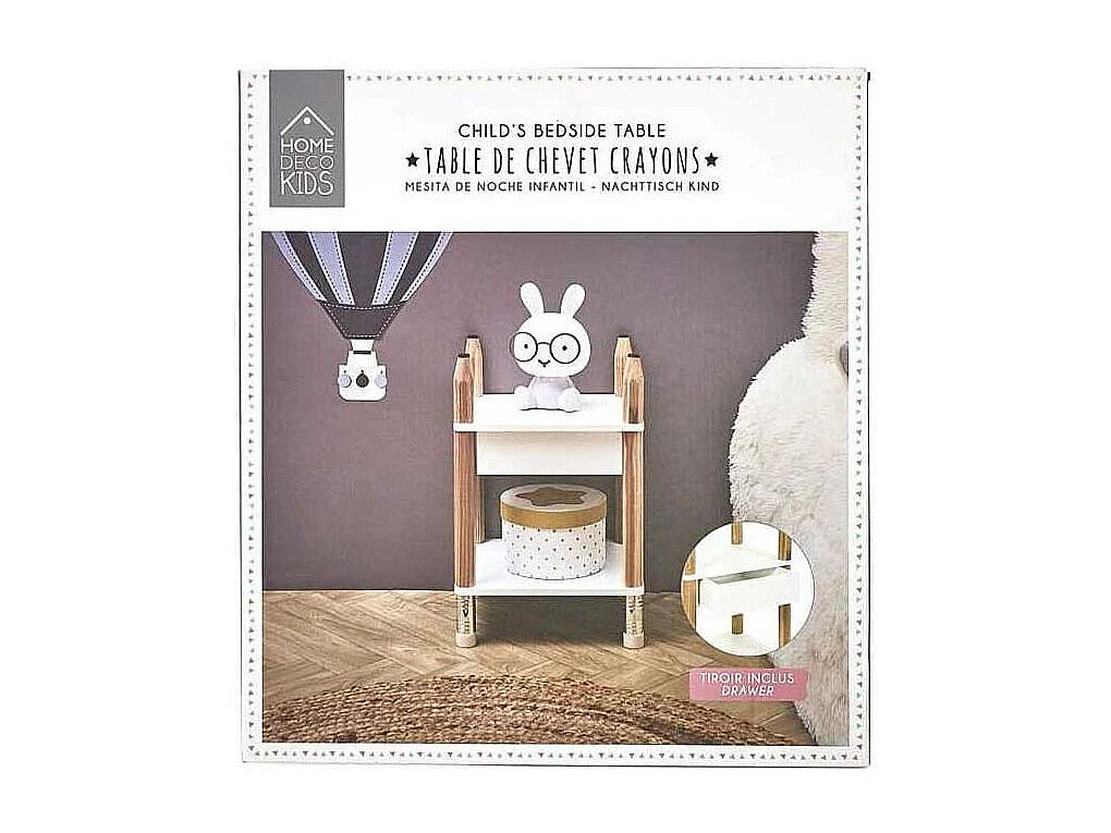 Table De Chevet Crayon Beige, Blanc