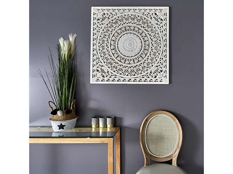 Decoration Murale Moulure 80x80cm Blanc