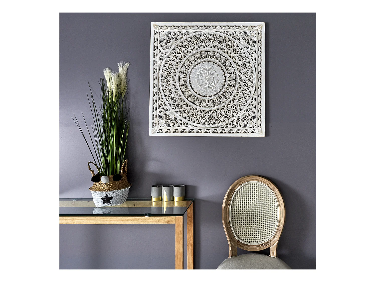 Decoration Murale Moulure 80x80cm Blanc