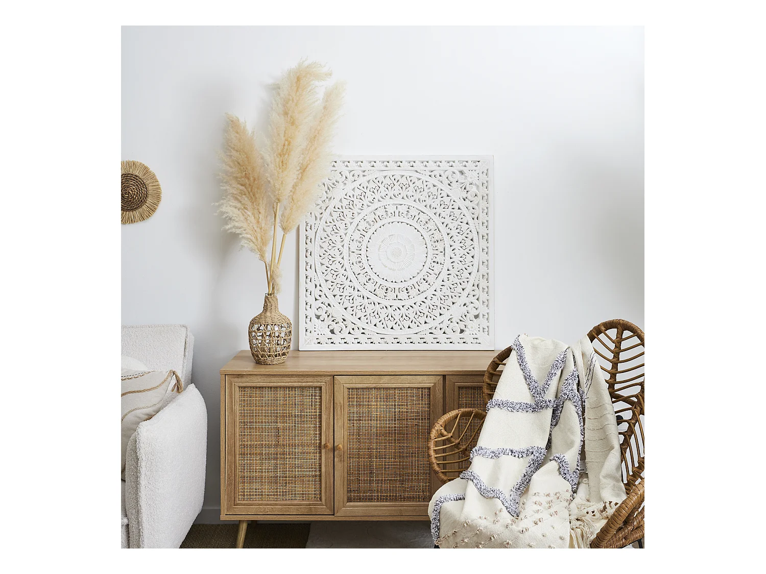 Decoration Murale Moulure 80x80cm Blanc