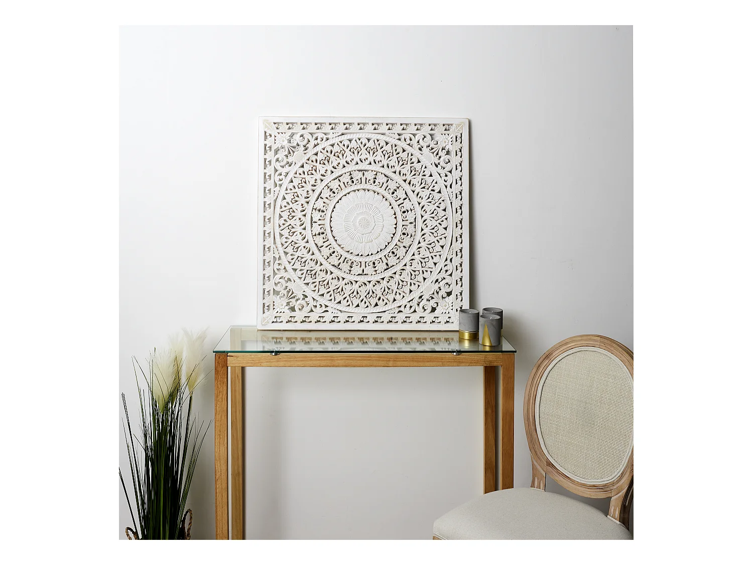 Decoration Murale Moulure 80x80cm Blanc