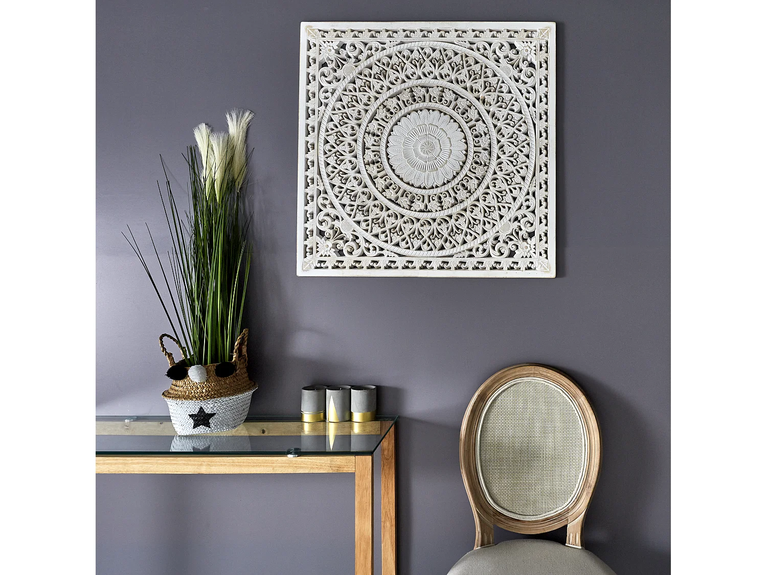 Decoration Murale Moulure 80x80cm Blanc