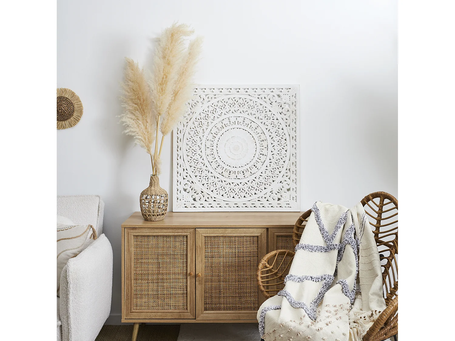 Decoration Murale Moulure 80x80cm Blanc