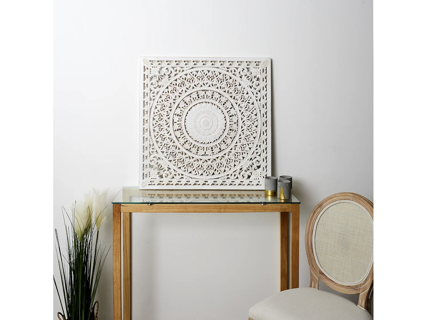 Decoration Murale Moulure 80x80cm Blanc