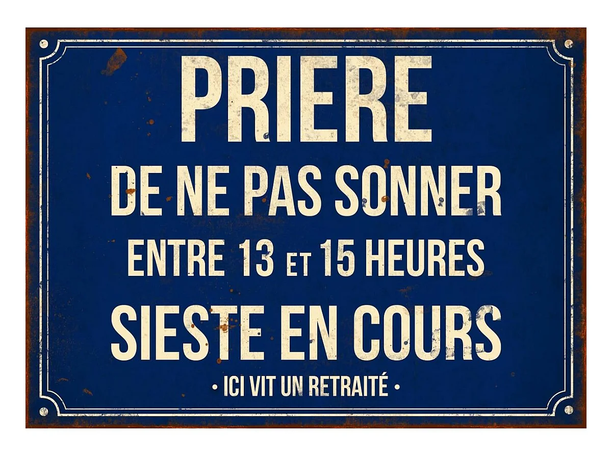 Plaque en métal humour 21 x 15 cm Prière de ne pas sonner...