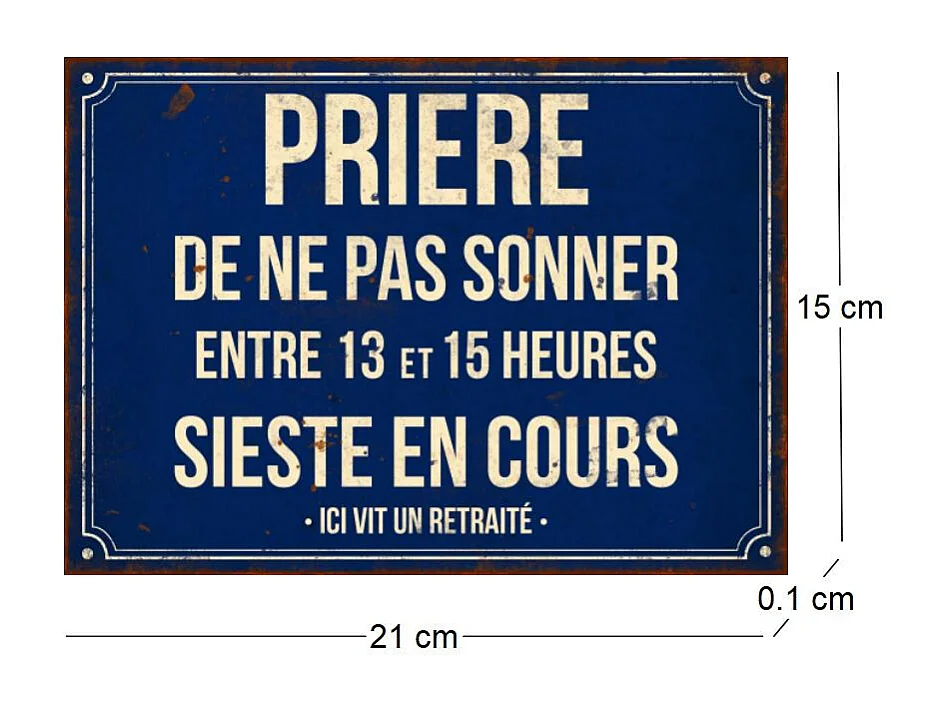 Plaque en métal humour 21 x 15 cm Prière de ne pas sonner...