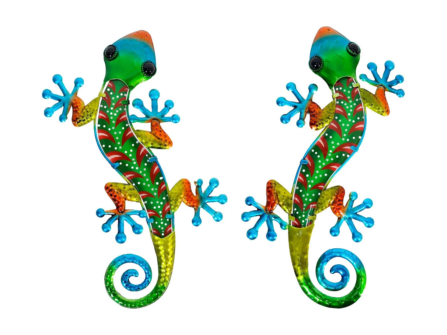 Gecko décoratif en métal et verre multicolore Feuilles