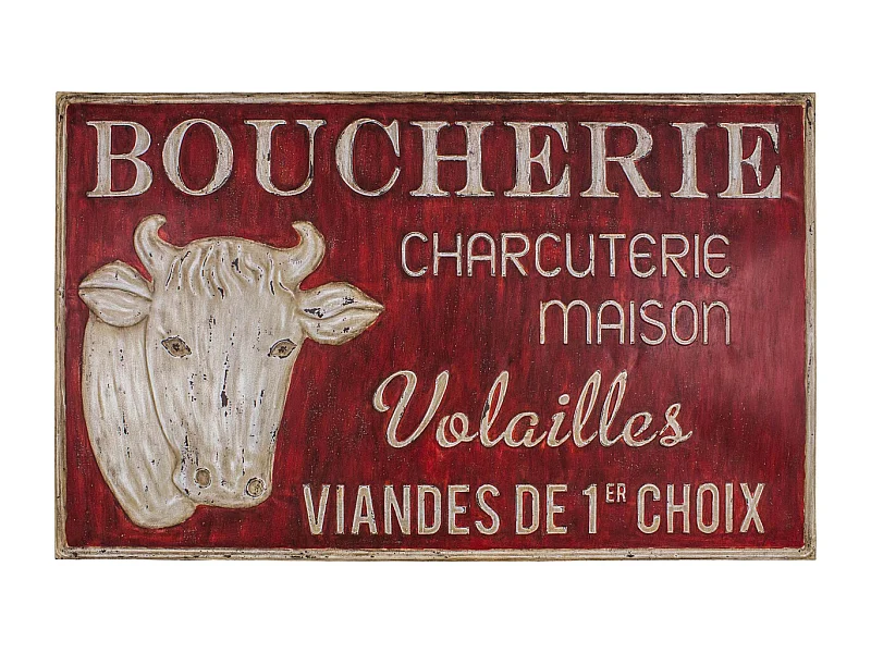 Grande plaque vintage en fer 122,5 x 74 cm Boucherie charcuterie
