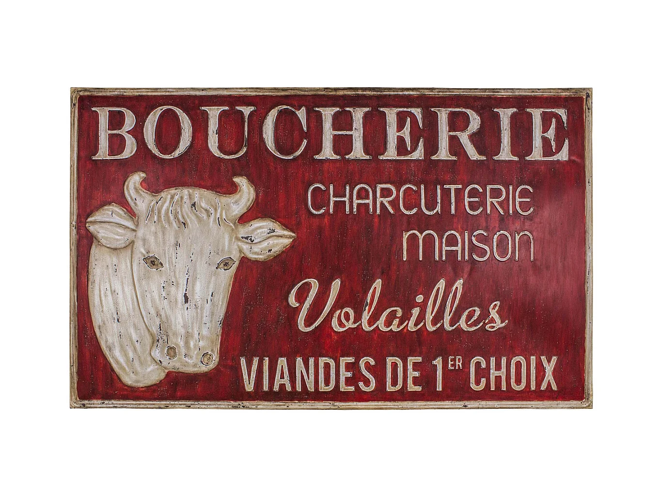 Grande plaque vintage en fer 122,5 x 74 cm Boucherie charcuterie