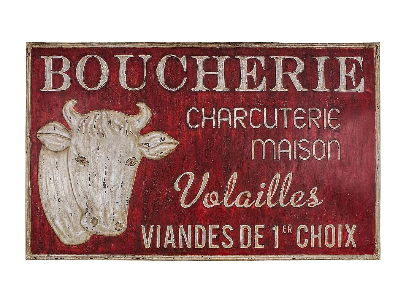 Grande plaque vintage en fer 122,5 x 74 cm Boucherie charcuterie