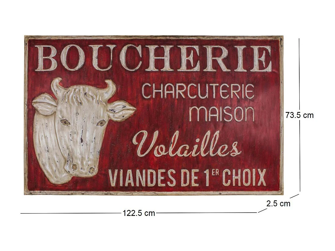 Grande plaque vintage en fer 122,5 x 74 cm Boucherie charcuterie