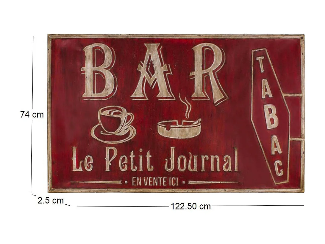 Grande plaque vintage en fer 122,5 x 74 cm Bar tabac