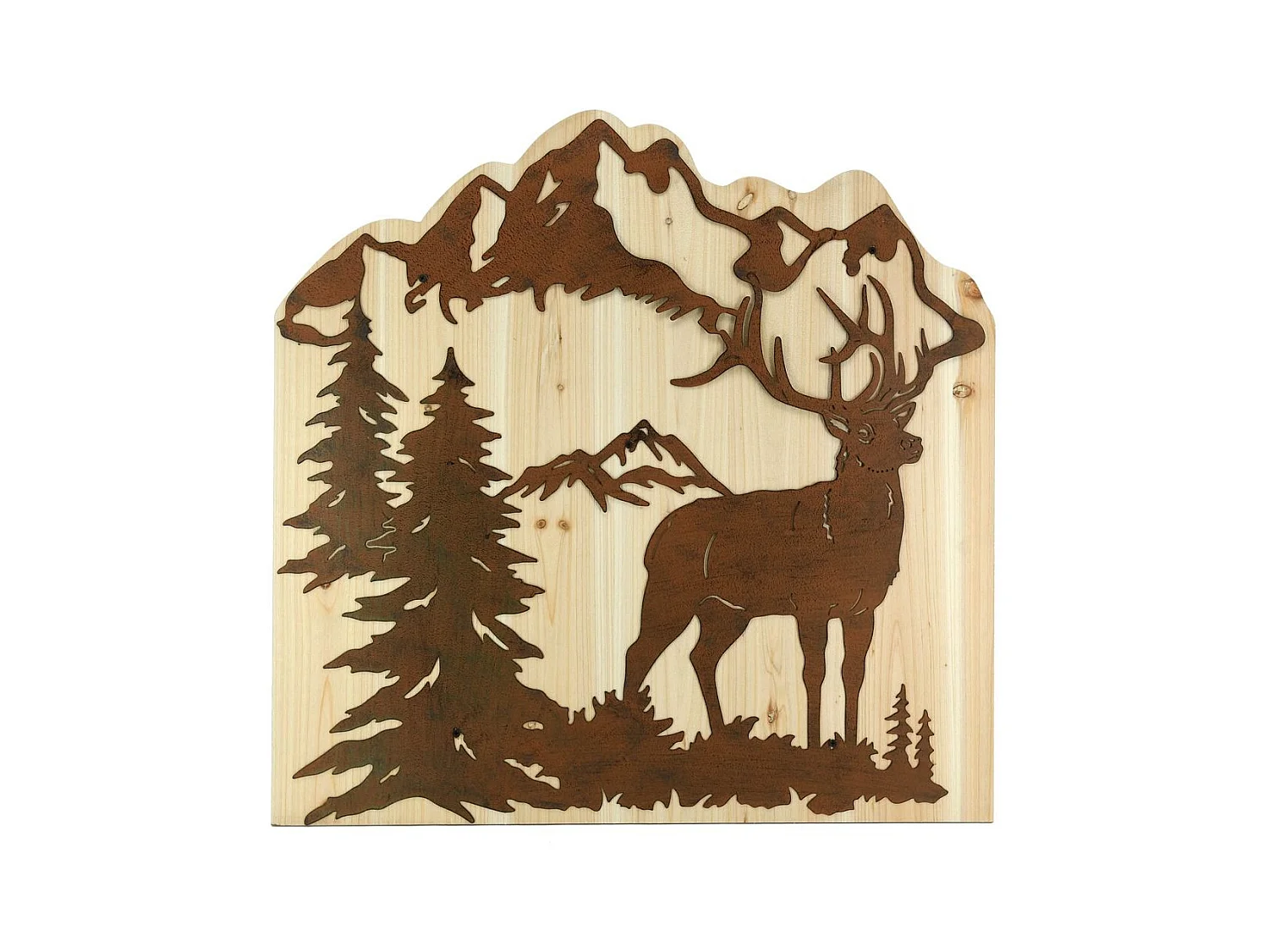 Décoration murale en bois et métal Cerf