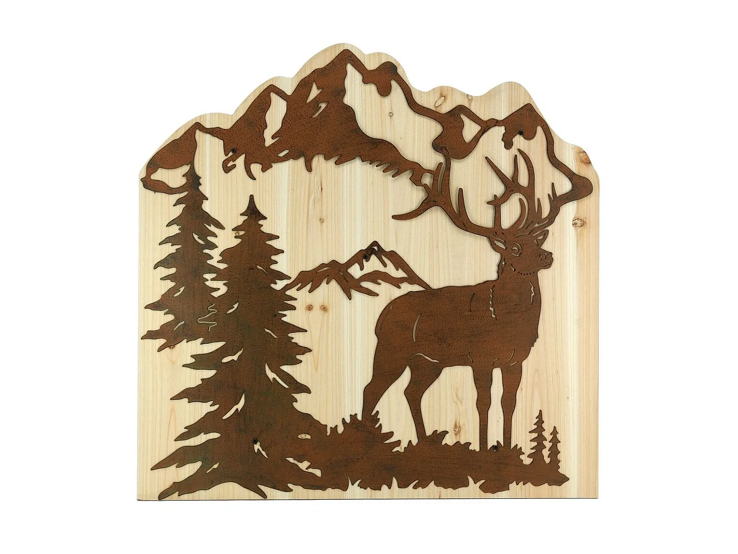 Décoration murale en bois et métal Cerf