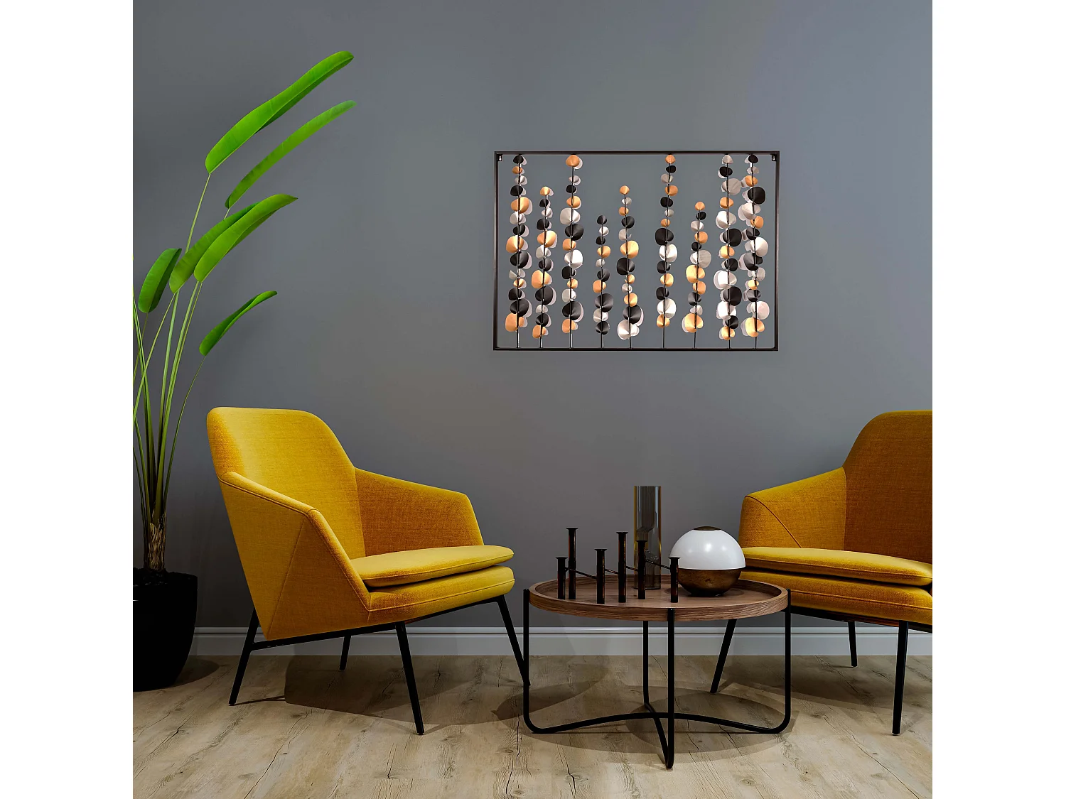 Decoration Murale Metal Fleuri 100x70cm Multicolore