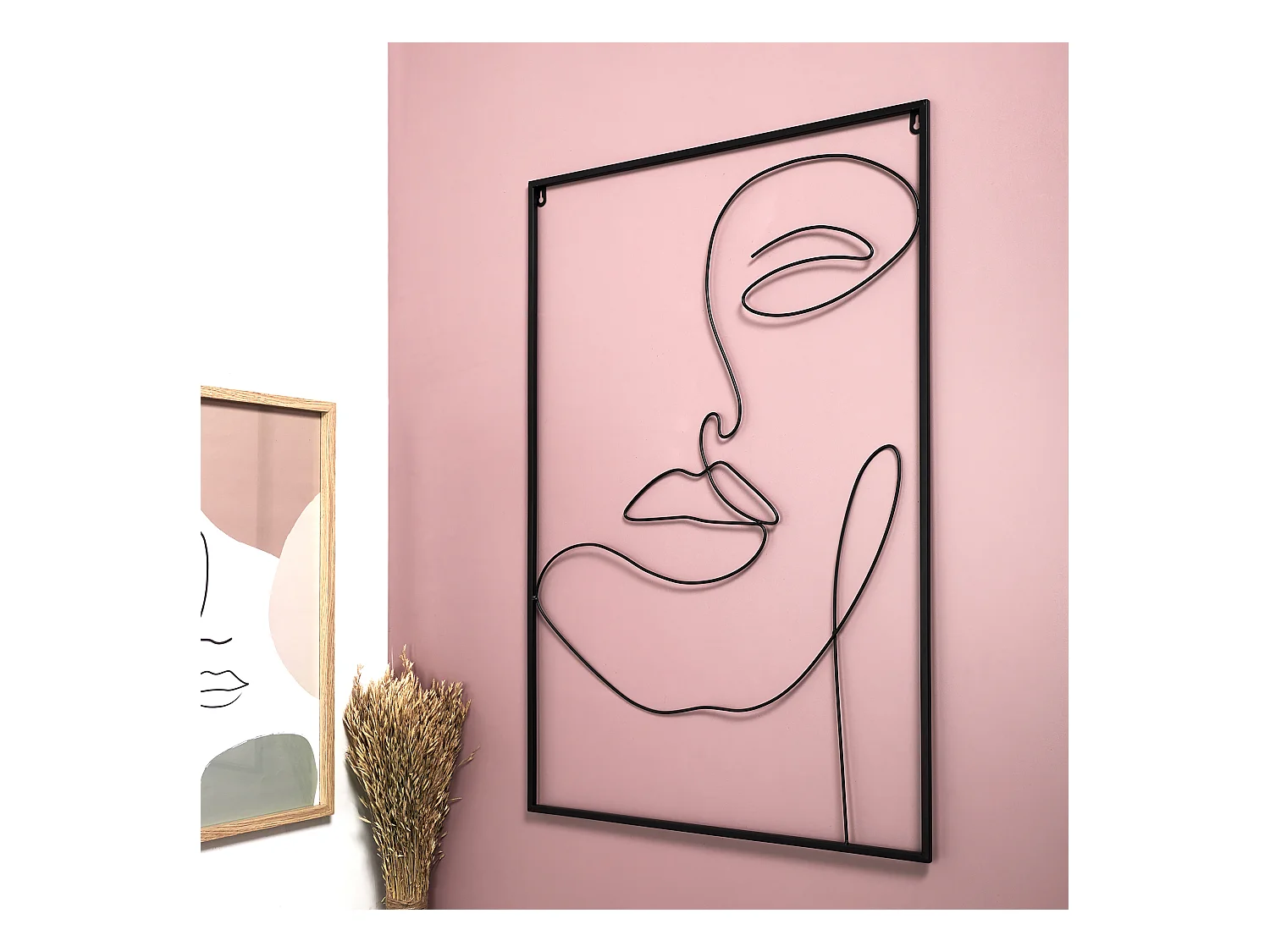 Tableau Filaire Visage 60x90cm Noir