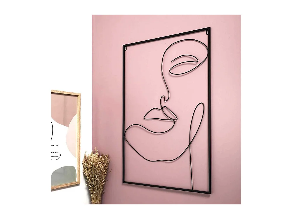 Tableau Filaire Visage 60x90cm Noir