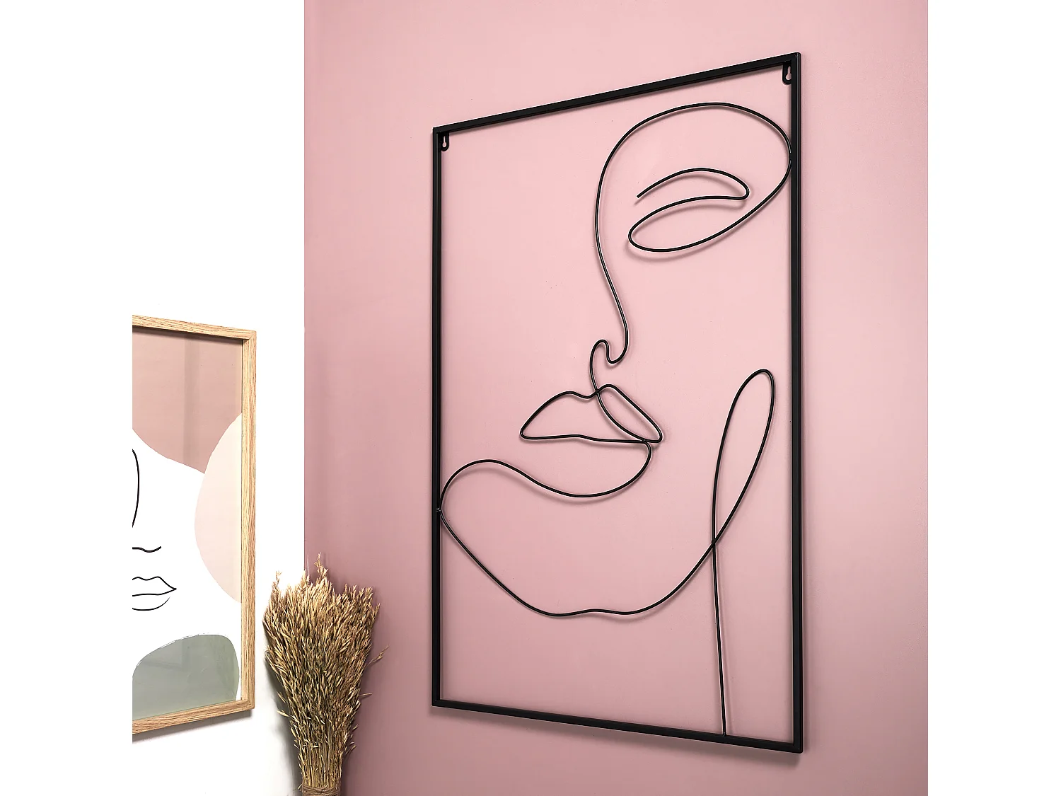 Tableau Filaire Visage 60x90cm Noir