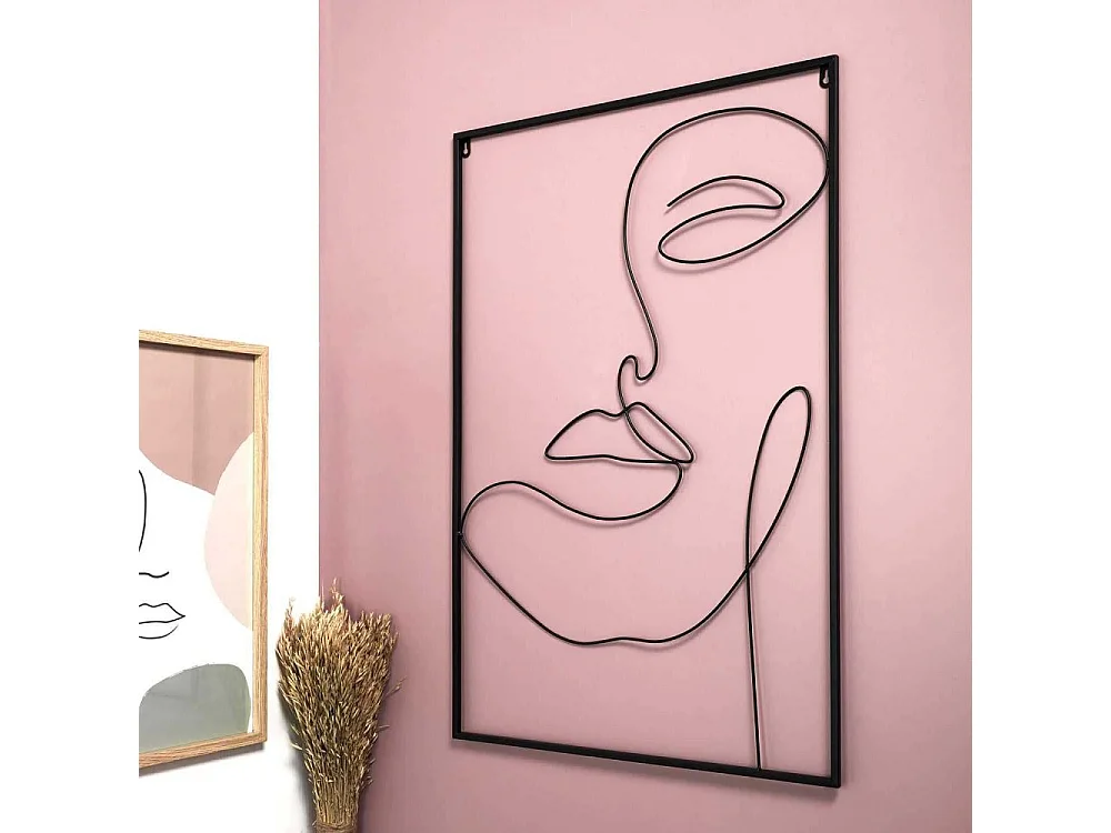 Tableau Filaire Visage 60x90cm Noir