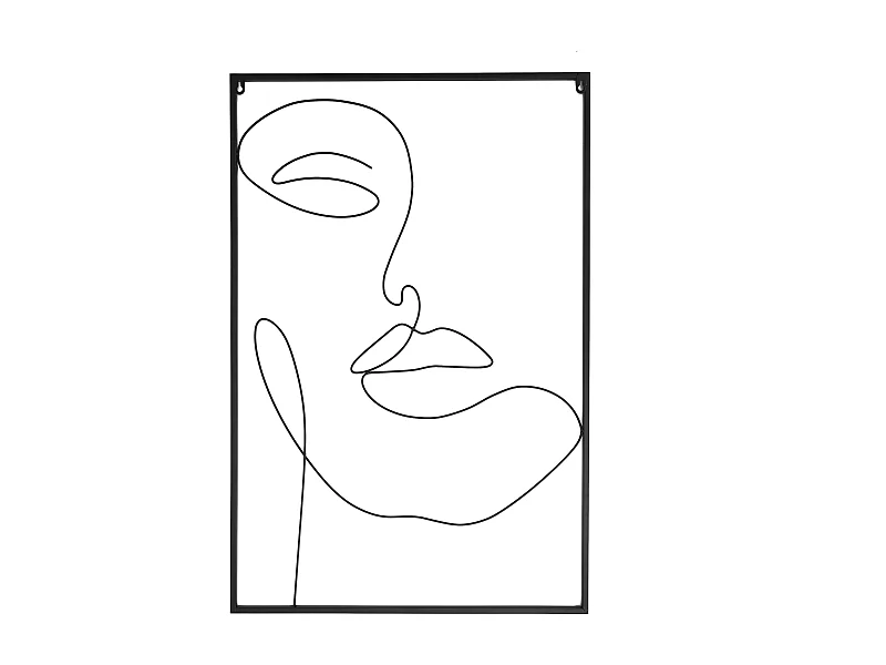 Tableau Filaire Visage 60x90cm Noir