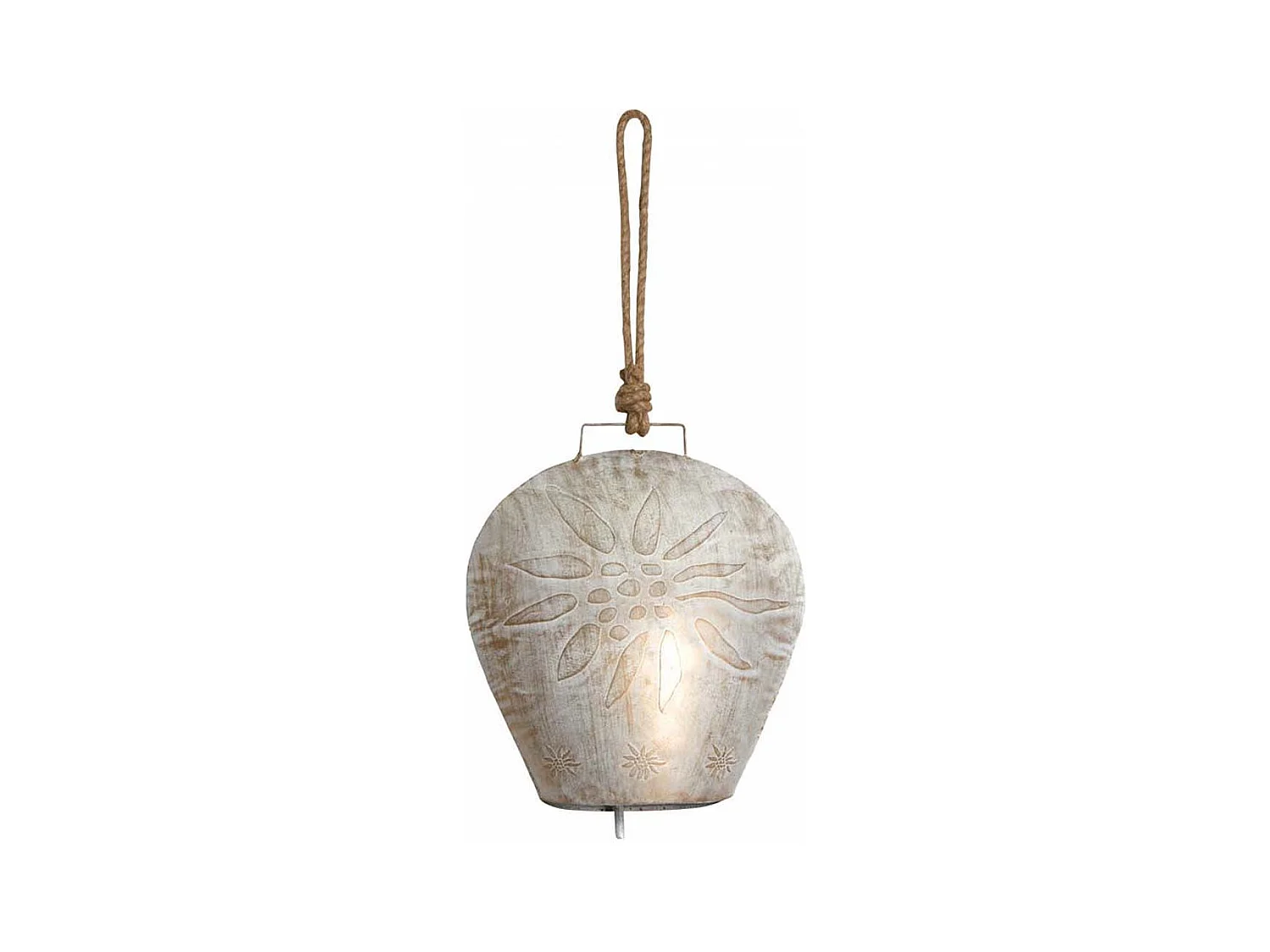 Cloche Edelweiss en métal blanchi 26 cm