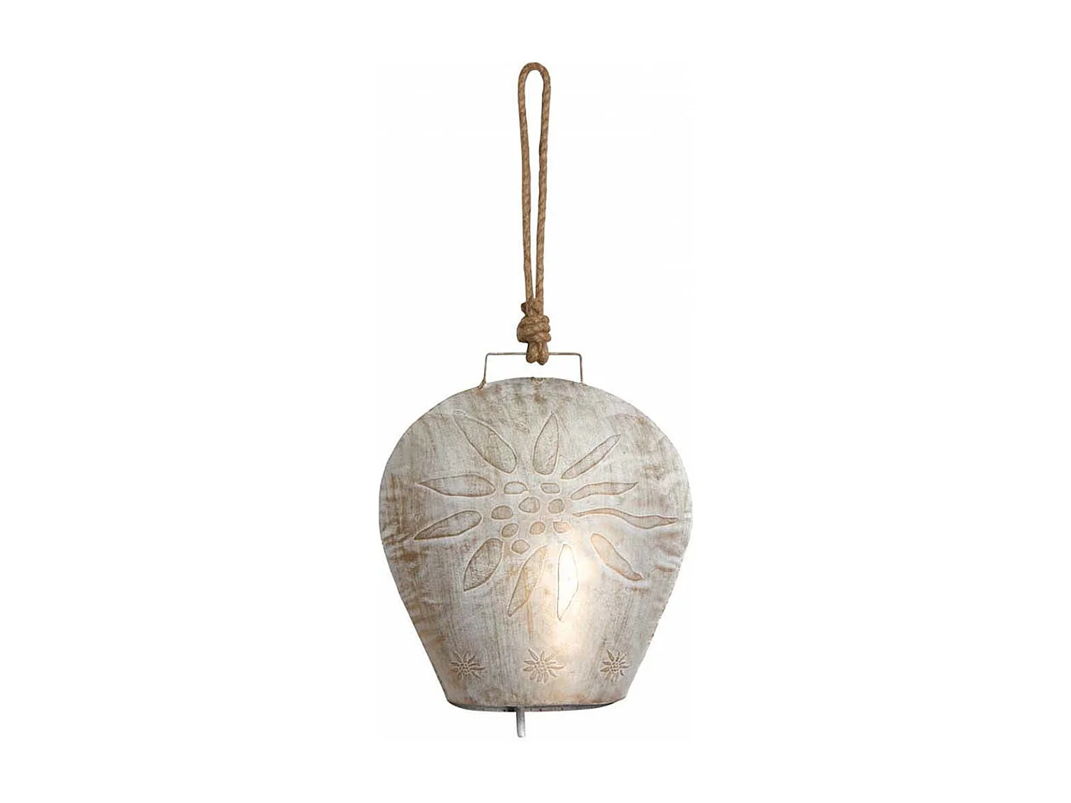 Campanelle Decorative Giganti In Metallo Antico Con Corda Di Iuta - Arredamento Rustico Shabby Chic Per Interni/esterni - Altezza 76 Cm