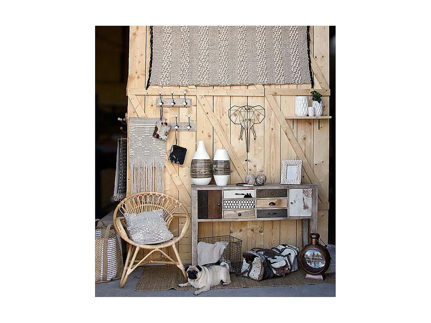 Décoration à suspendre en coton et frange