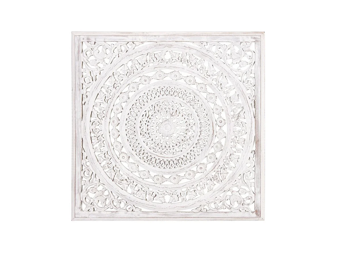 Décoration murale sculptée medium blanchi