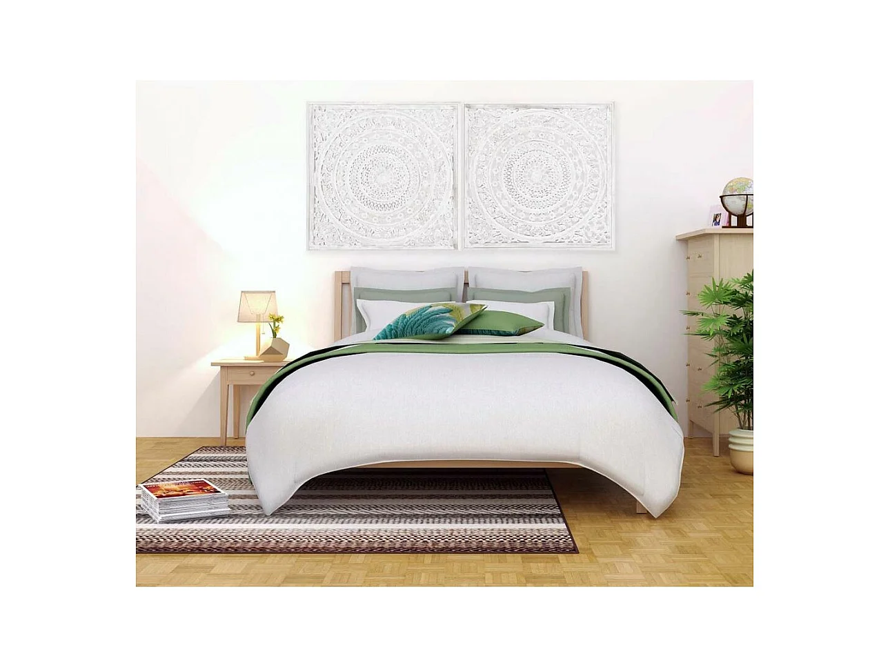 Décoration murale sculptée medium blanchi