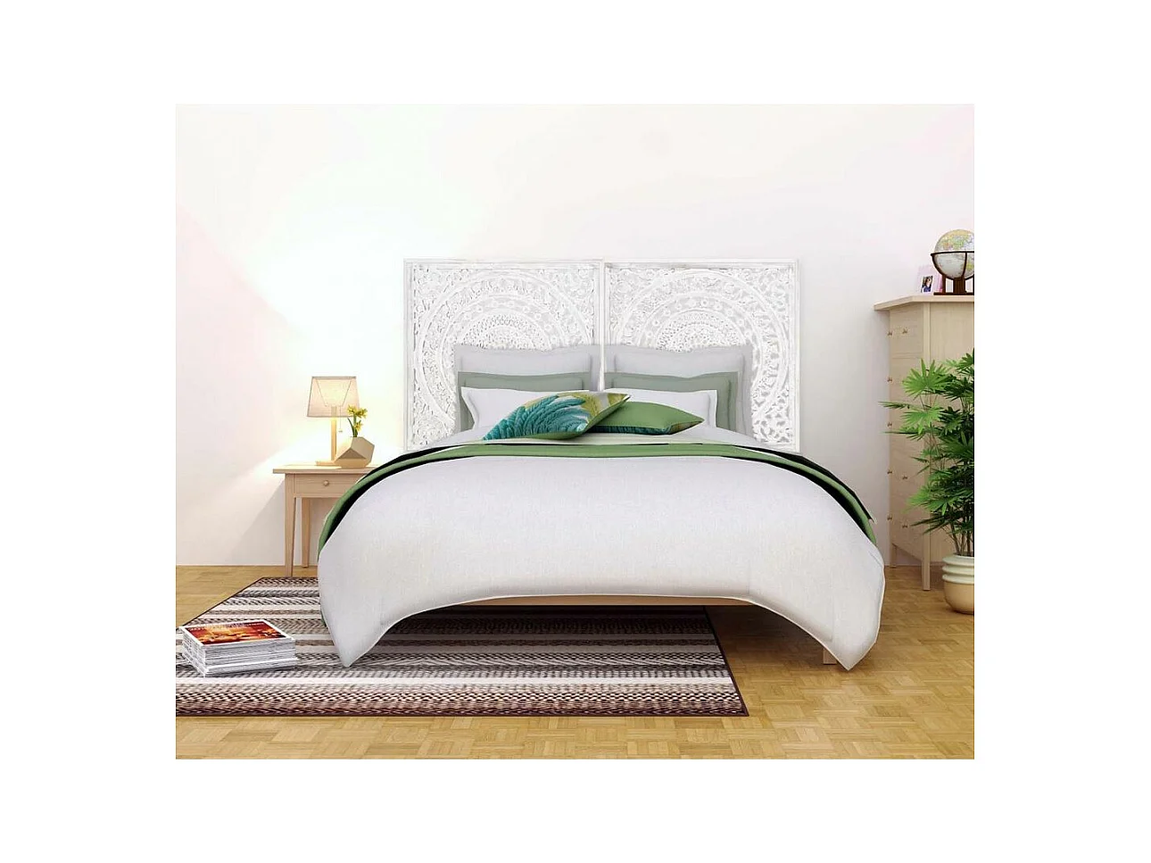 Décoration murale sculptée medium blanchi