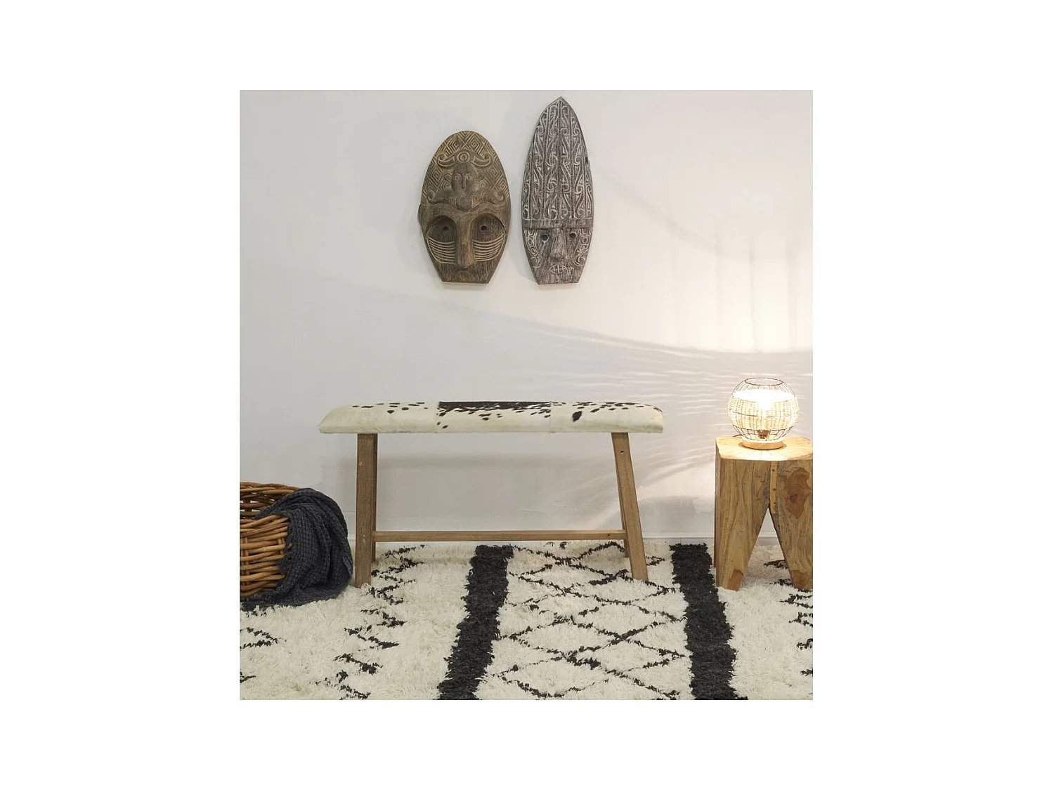 Masque mural en bois patiné