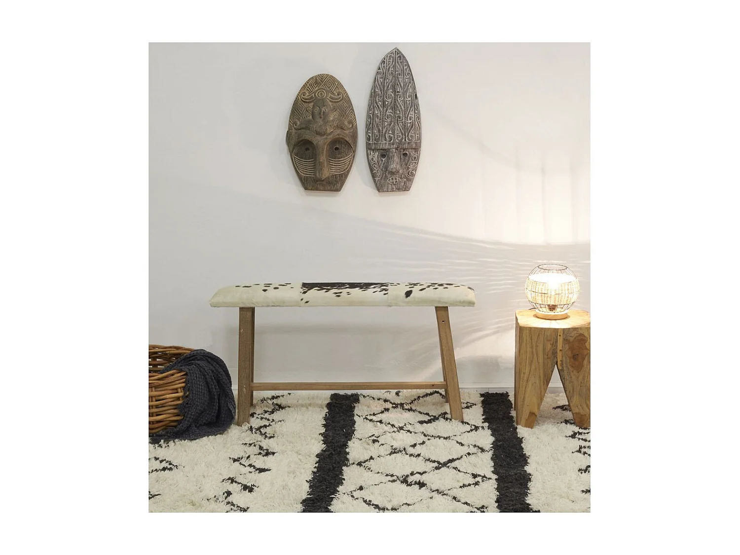 Masque mural en bois patiné