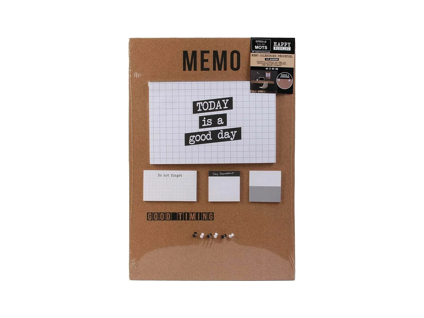 Mémo Calendrier Perpétuel "Working" 60cm Naturel