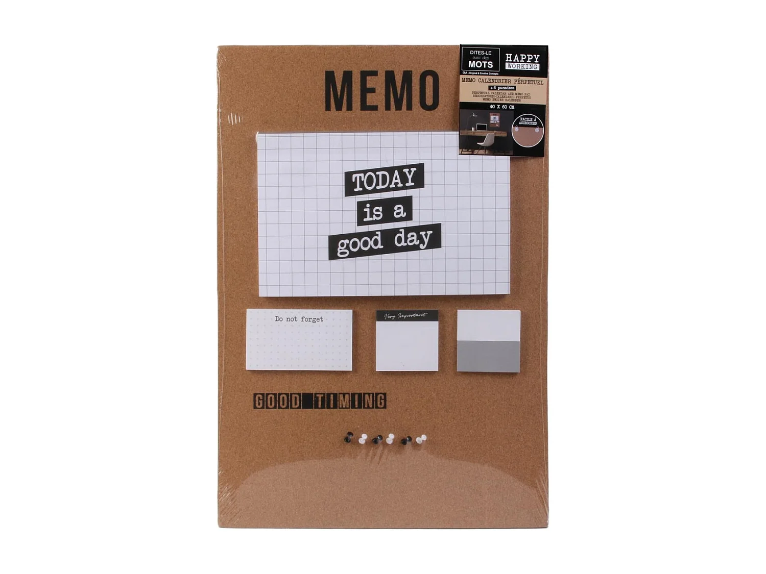Mémo Calendrier Perpétuel "Working" 60cm Naturel