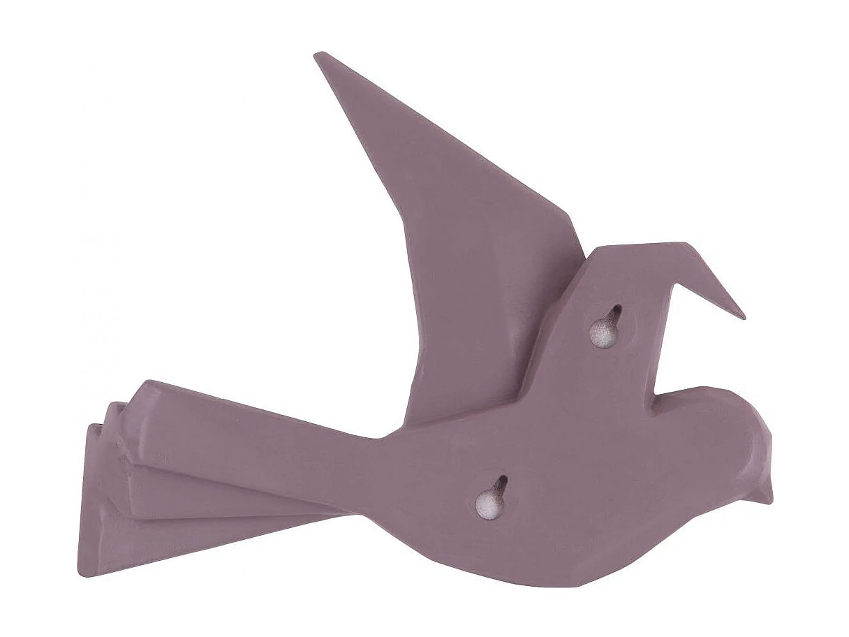 Oiseau fixation murale en résine violet mat origami Grand modèle