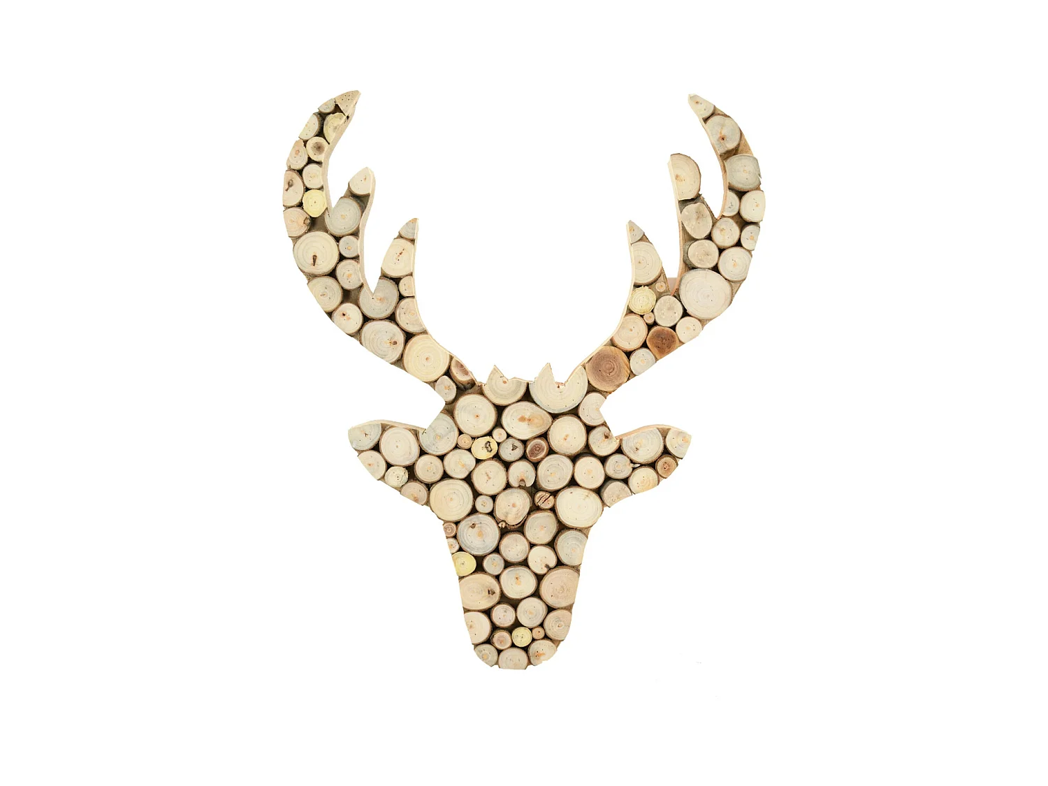 Tête de renne en rondins de bois d'arbre à soie