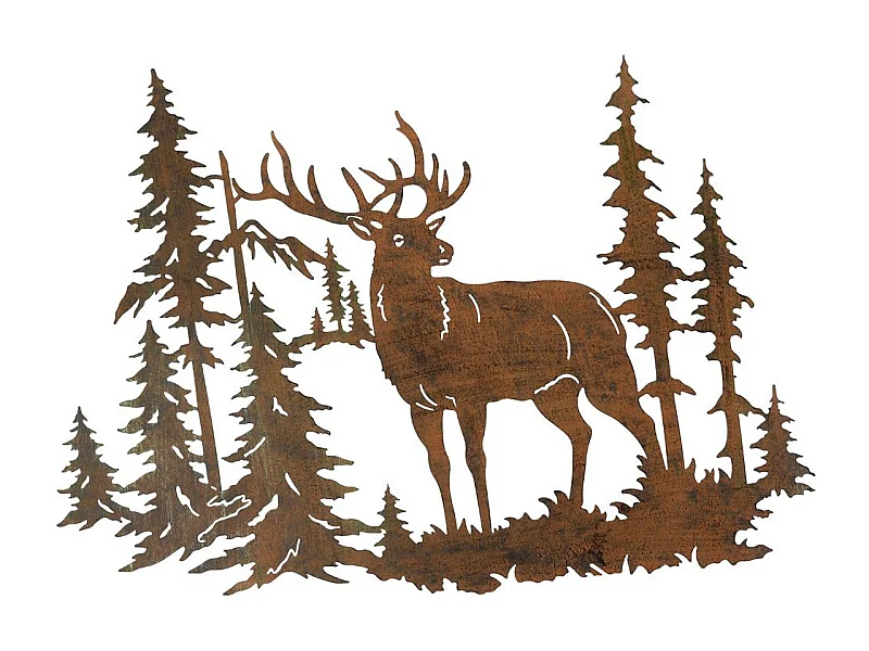 Décoration mural en métal sapins et cerf