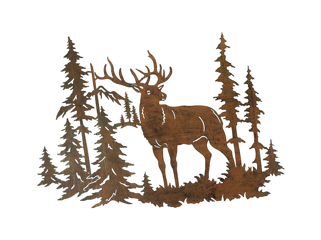 Décoration mural en métal sapins et cerf