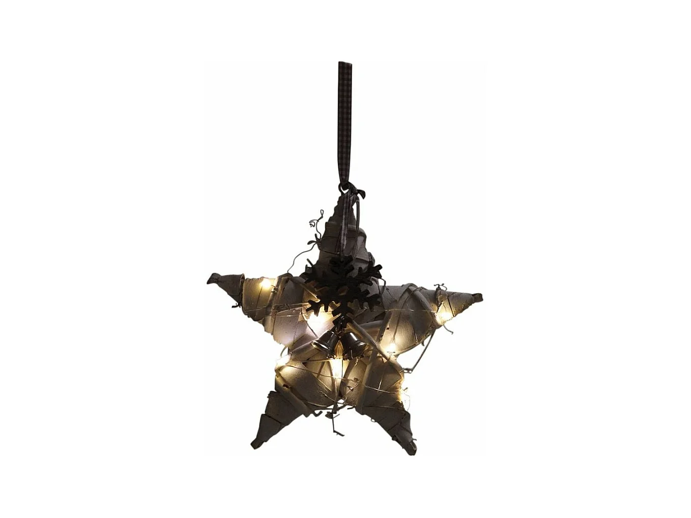 Étoile en bois lumineuse à suspendre