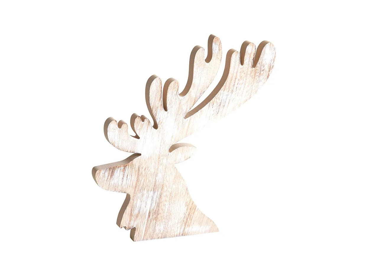 Tête de cerf en bois blanchi
